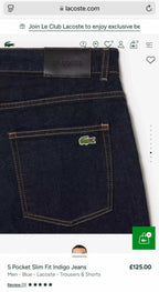 Lacost e Navy Blue Raw Imported Hyperflex Denim Jeans