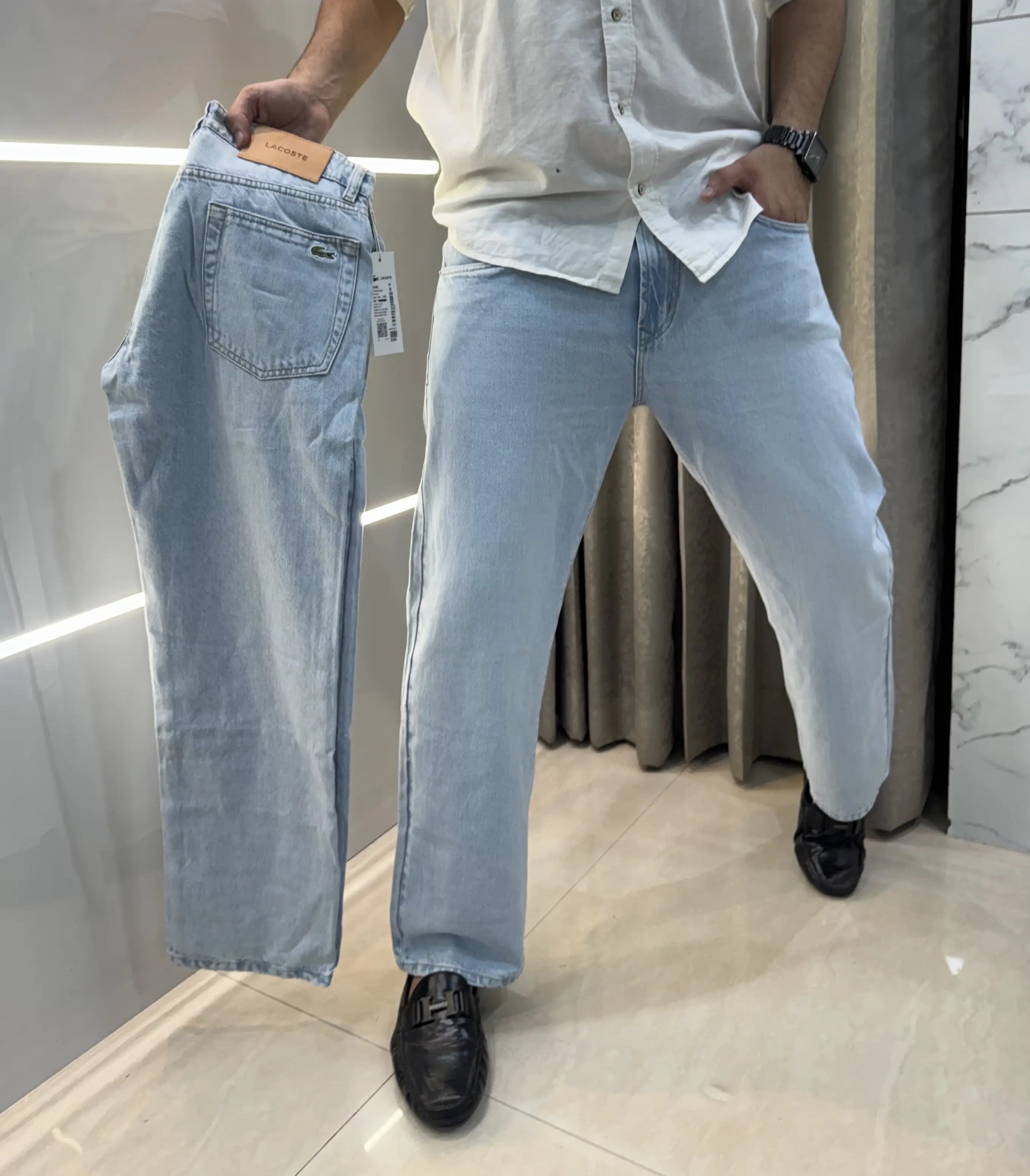 Lacost e Sky Blue Raw Imported Hyperflex Denim Jeans