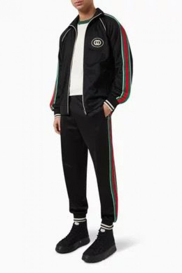 Gucc i Imported Black Embossed Logo Super Premium Track Suit With Brand Carry Bag F2238-BL