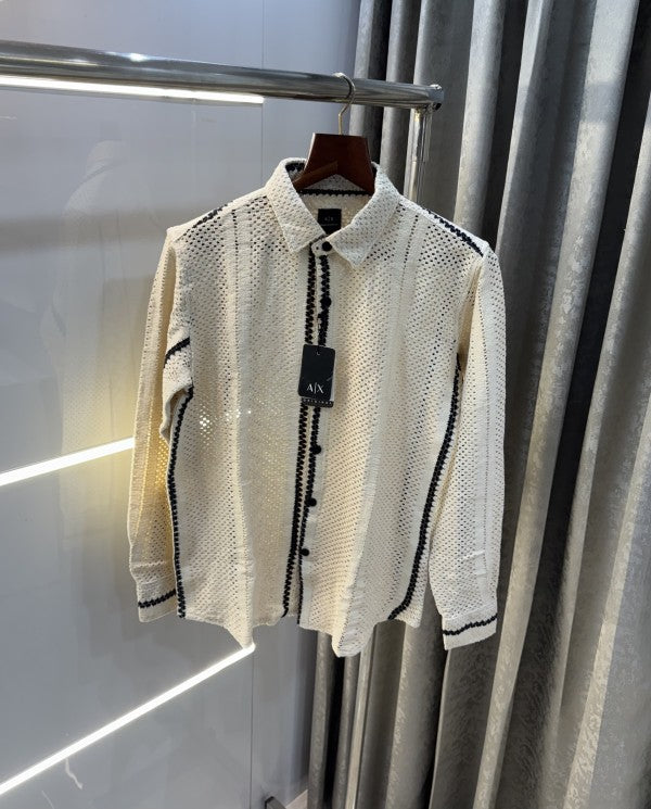 Arman i Exchang e 5 Stripes Crochet Shirt with box packing And Carry Bag