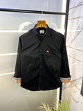 Burberr y Black Embroidery Logo Premium Shirt With Brand Box Packing and carry bag F2283-BL