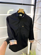 Burberr y Black Embroidery Logo Premium Shirt With Brand Box Packing and carry bag F2283-BL