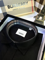 Burberr y Black Embroidery Logo Premium Shirt With Brand Box Packing and carry bag F2283-BL