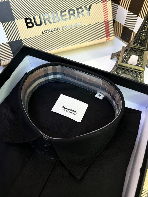 Burberr y Black Embroidery Logo Premium Shirt With Brand Box Packing and carry bag F2283-BL