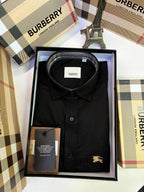 Burberr y Black Embroidery Logo Premium Shirt With Brand Box Packing and carry bag F2283-BL