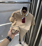 Gucc i Beige Collar Look Imported Polo T-Shirt