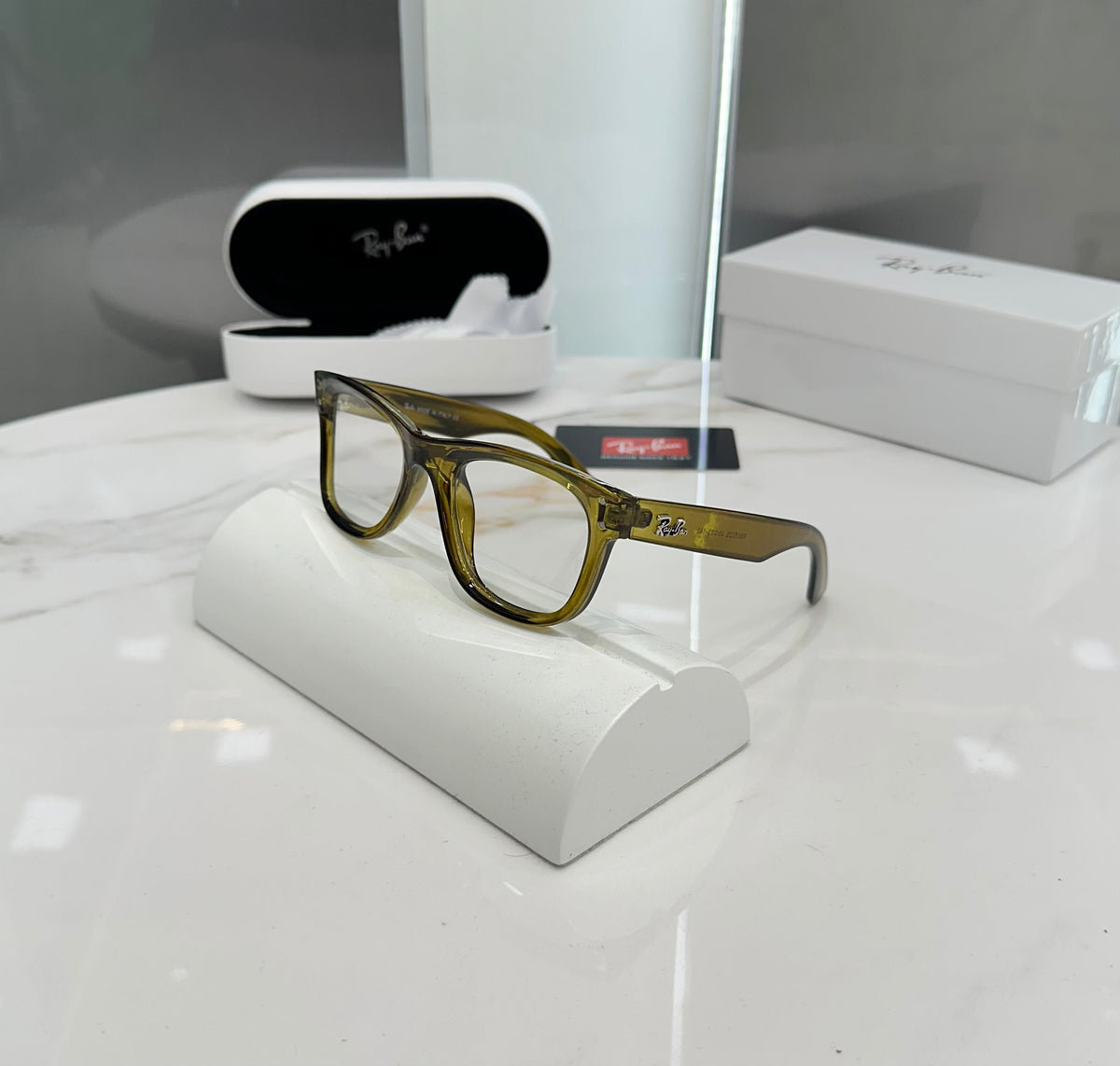 Rayba n 502 Olive Glossy Ultimate Luxury Sunglass With Original Packaging