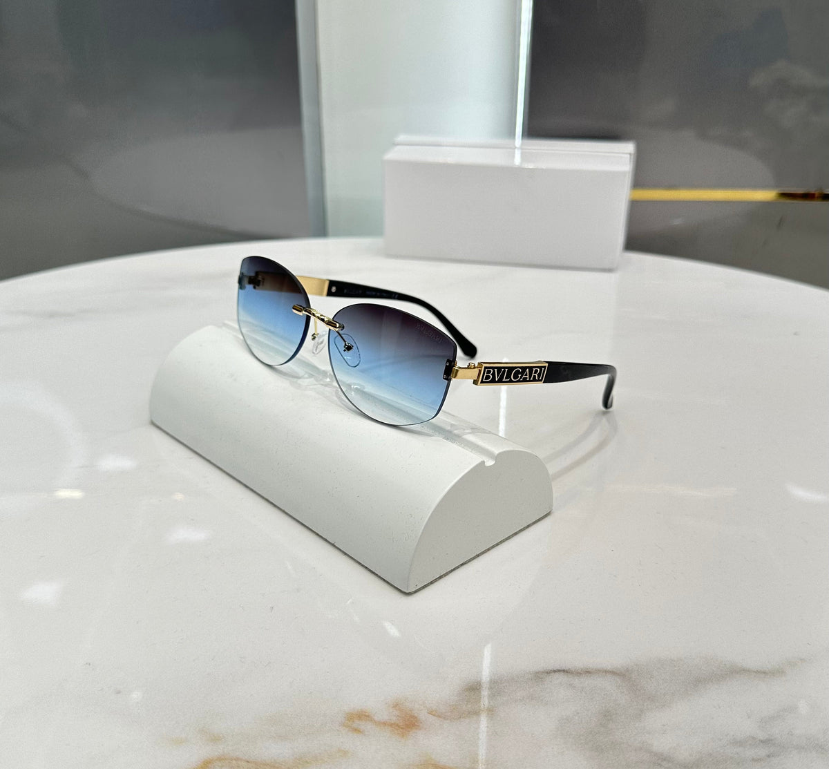 Bvlgar i 6098 Gold Blue Ultimate Luxury Sunglass With Original Packaging
