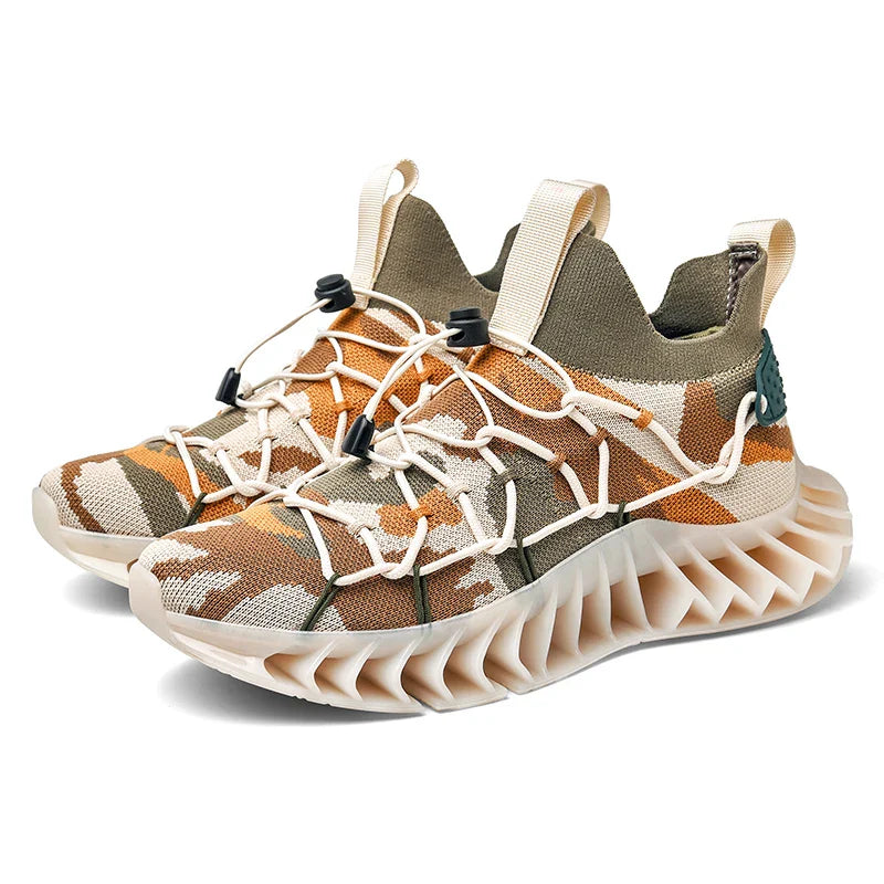 CUBICS Luxury Vortex Pivoted Dynamics Sneakers - Beige