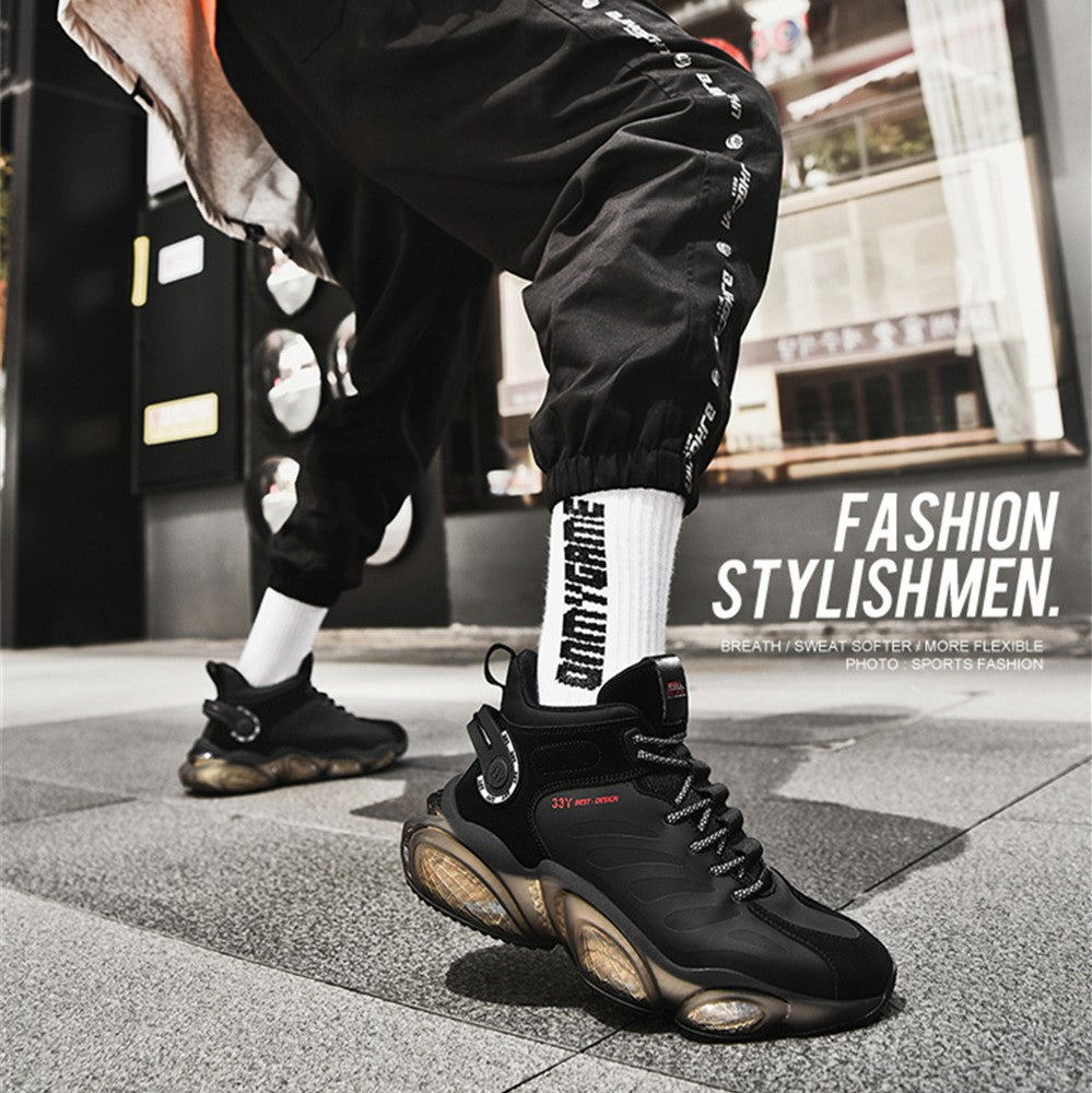 CUBICS Luxury Falcon Chunky High Top Black Sneakers