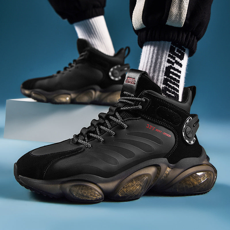 CUBICS Luxury Falcon Chunky High Top Black Sneakers