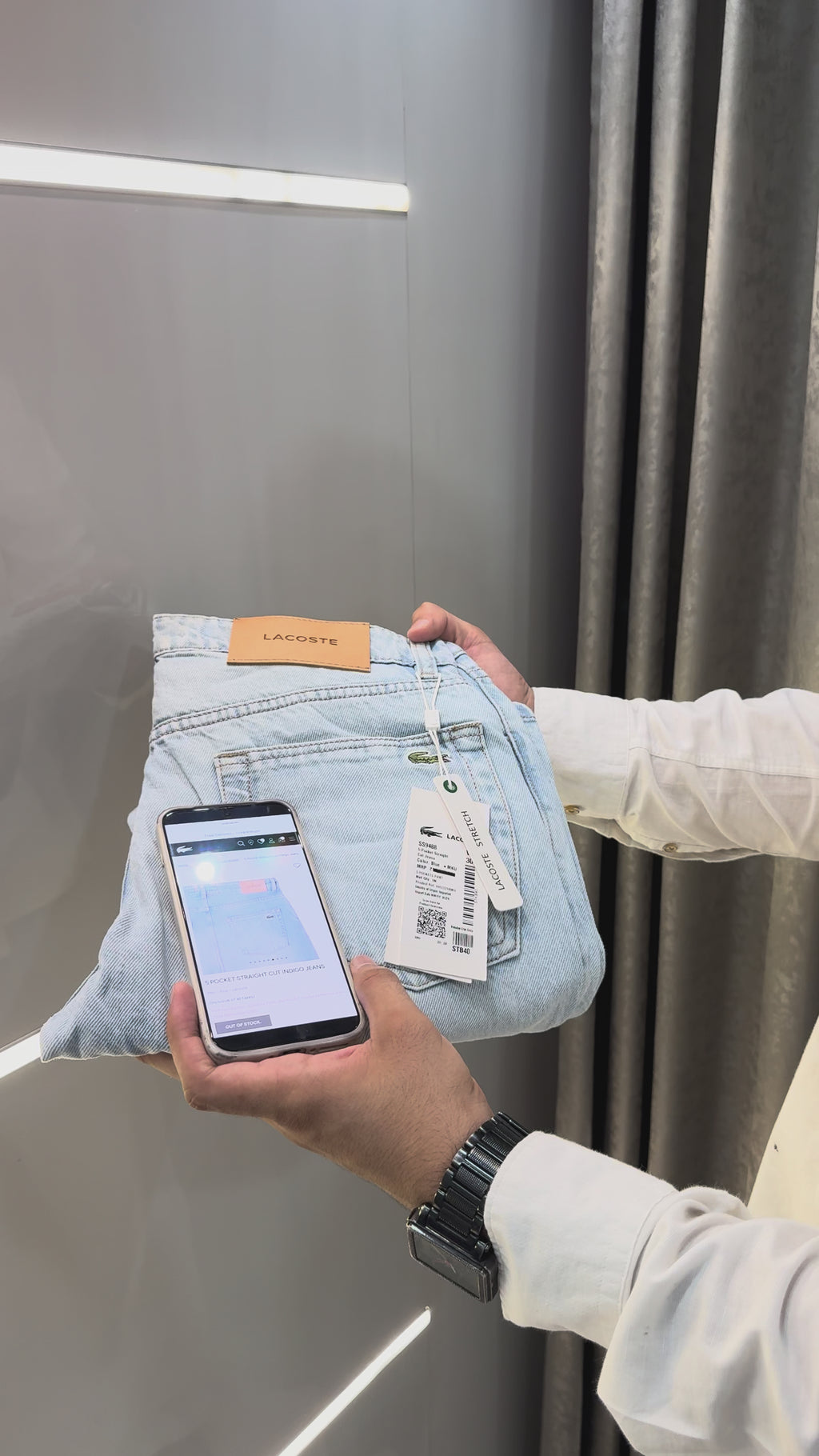Lacost e Sky Blue Raw Imported Hyperflex Denim Jeans