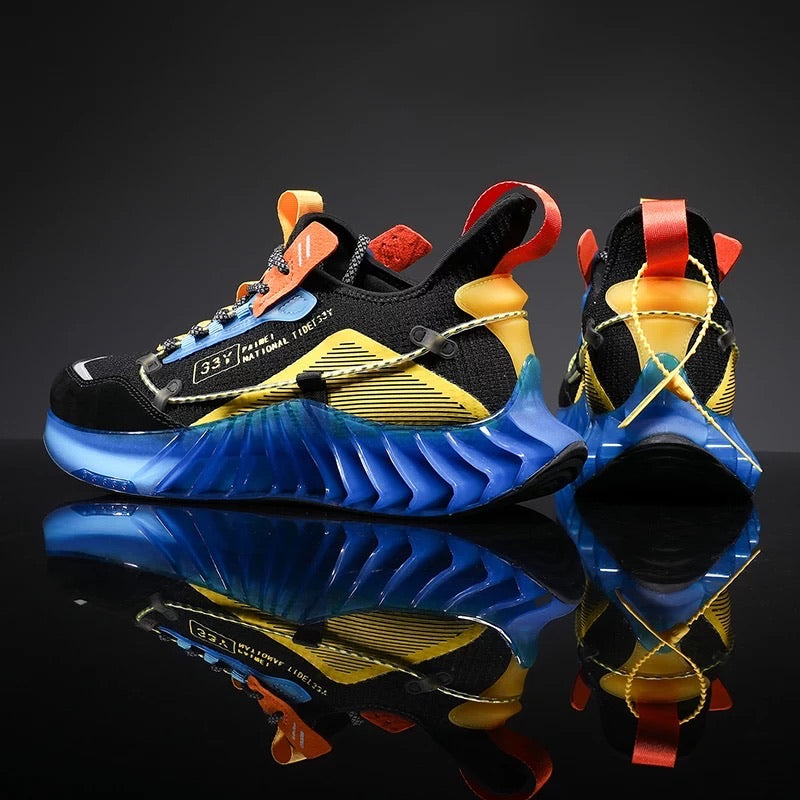 CUBICS Luxury Vortex Pivoted Dynamics Sneakers - Black Blue